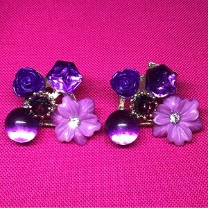 NWOT Purple Hues Cluster Earrings